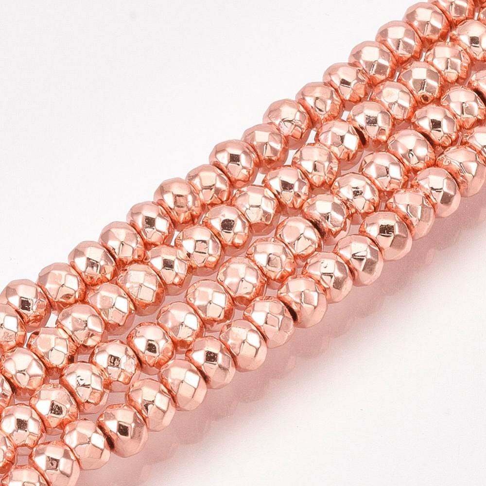 Hæmatit – Rosa Guld Rondel (3x2mm) - Uniq Perler - 115656
