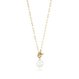 Halskæde i Vandfast Forgyldt Stål med Barok Ferskvandsperle (50cm) - Uniq Perler - 