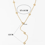 Halskæde i Vandfast Forgyldt Stål med Hjerter og Zirkonia (57+5cm) - Uniq Perler - 