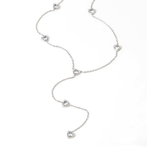 Necklace in Water-resistant Steel with Hearts and Zirconia (57+5cm) - Uniq Perler - 