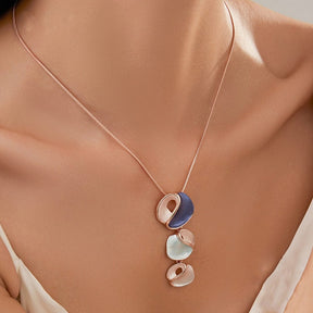Necklace With 3 Heart Leaf Pendants - Rose Gold (43cm) - Uniq Perler - 114680