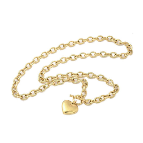 Halskæde Med Hjerte – 18K Forgyldt Stål (49.3cm) - Uniq Perler - 117726