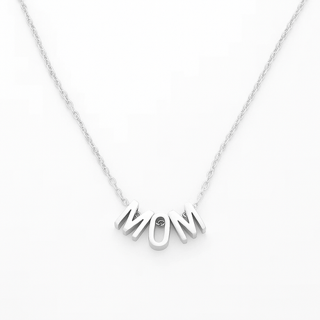 Halskæde Med MOM Vedhæng - Stål (45cm) - Uniq Perler - 20411