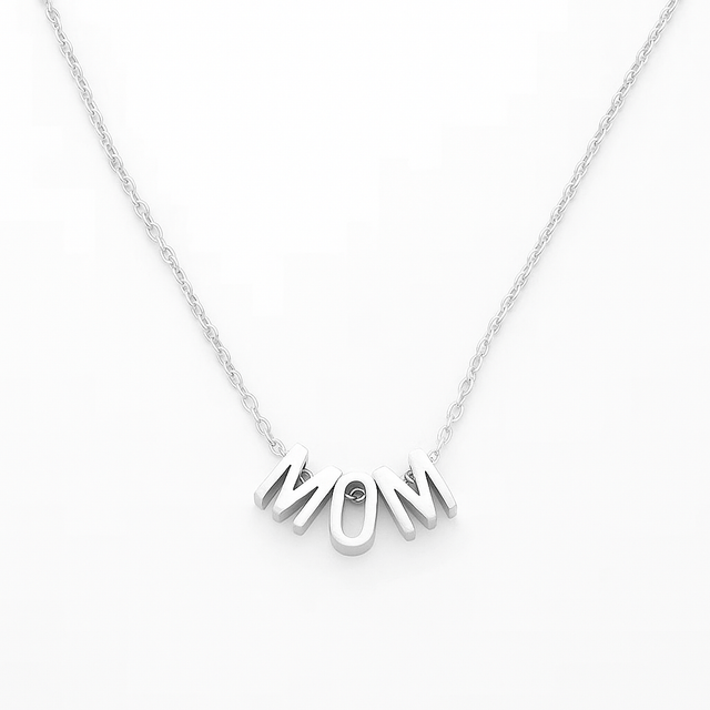 Halskæde Med MOM Vedhæng - Stål (45cm) - Uniq Perler - 20411