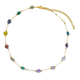 Halskæde med Natursten Chips (Forgyldt Stål, 36+8cm) - Uniq Perler - 114676