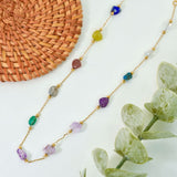 Halskæde med Natursten Chips (Forgyldt Stål, 36+8cm) - Uniq Perler - 114676