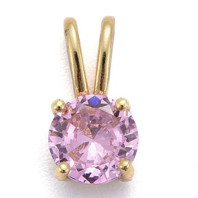 Halskæde Vedhæng Med Zirkonia Sten, 18K Langtidsholdbar Forgyldt, (13,5x7x5mm) - Uniq Perler - 0000014785