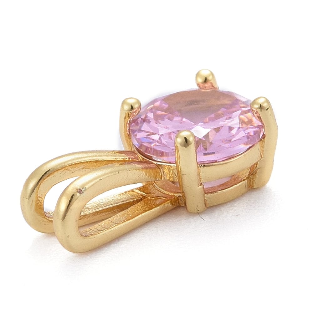 Halskæde Vedhæng Med Zirkonia Sten, 18K Langtidsholdbar Forgyldt, (13,5x7x5mm) - Uniq Perler - 0000014785