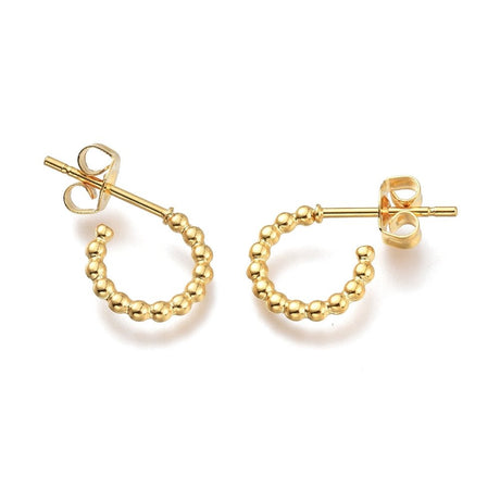Half hoop ear studs in gold-plated steel – Water-resistant (10x9.7mm) - Uniq Perler - 