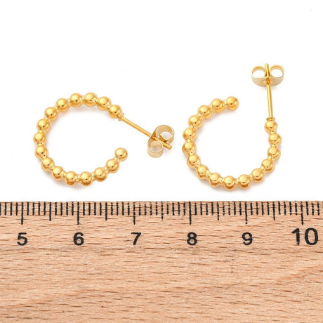 Half hoop ear studs in gold-plated steel – Water-resistant (18 mm) - Uniq Perler - 