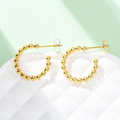Half hoop ear studs in gold-plated steel – Water-resistant (18 mm) - Uniq Perler - 