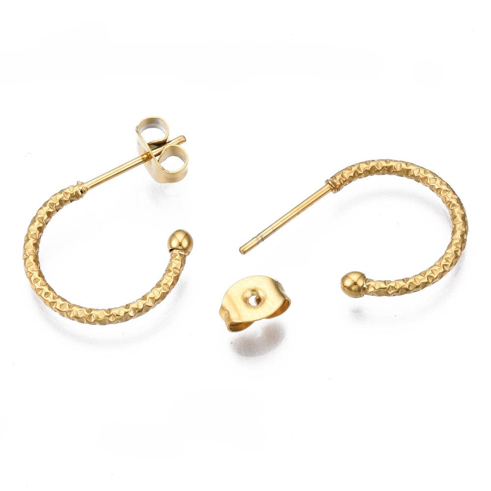 Halv Creoler Med Mønster - Forgyldt (15mm) - Uniq Perler - 628196