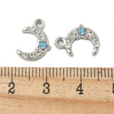 Halvmåne Og Stjerne Vedhæng Med Akvamarin Rhinsten – Stål (13,5x10mm) - Uniq Perler - 126305