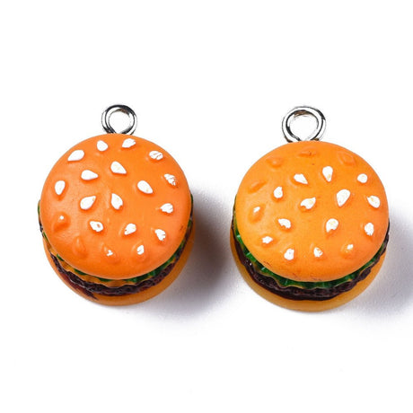 Hamburger Vedhæng – Resin Orange (20–21mm, 8 stk) - Uniq Perler - 117766