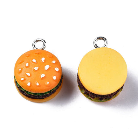Hamburger Vedhæng – Resin Orange (20–21mm, 8 stk) - Uniq Perler - 117766