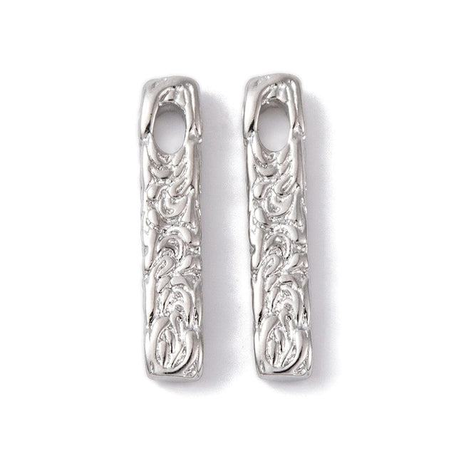 Hamret aflangt Vedhæng, str 23x4,5 mm, 2 stk. - Uniq Perler - 113181