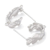 Hamret Halv Creoler, Platin Farvet Messing, 17x6,5mm - Uniq Perler - 114327