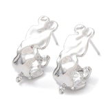 Hamret Halv Creoler, Platin Farvet Messing, 17x6,5mm - Uniq Perler - 114327