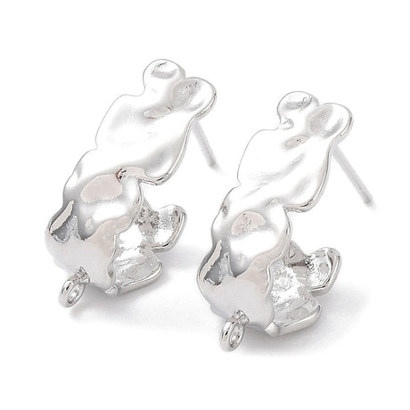 Hamret Halv Creoler, Platin Farvet Messing, 17x6,5mm - Uniq Perler - 114327