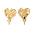 Hamret Hjerte Ørestikkere Med Klar Zirkonia Sten, 18K Forgyldt, (13x18m - Uniq Perler - 114941