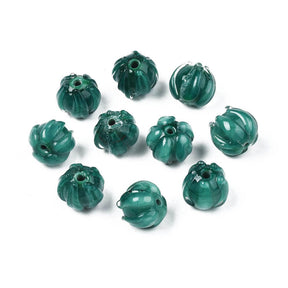 Handgefertigte Blumen Glasperlen - Grün, (10 - 11mm) 6 Stück - Uniq Perler - 293842