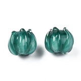 Håndlavede Blomster Glasperler - Grøn,(10 - 11mm) 6 Stk - Uniq Perler - 293842