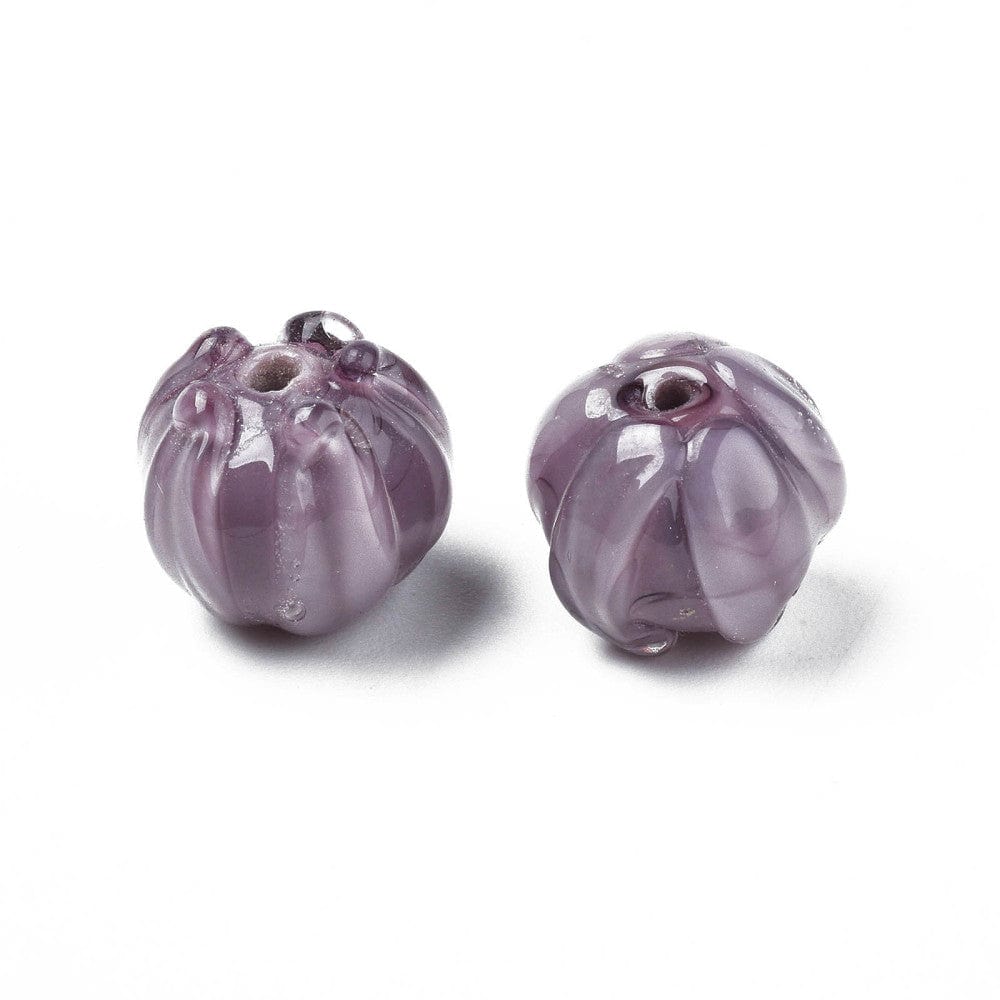 Håndlavede Glasperler, Lilla, (10 - 11mm), 6 Stk - Uniq Perler - 923879