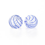 Håndlavede Glasperler - Stribet Blå (13 - 14mm) 5 Stk - Uniq Perler - 114241