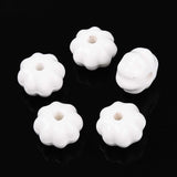 Håndlavede Græskar Porcelænsperler – Hvide (11mm, 8 stk) - Uniq Perler - 115976