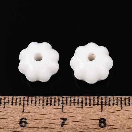 Håndlavede Græskar Porcelænsperler – Hvide (11mm, 8 stk) - Uniq Perler - 115976