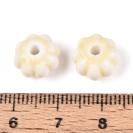 Håndlavede Græskar Porcelænsperler – Lemon Gul (11mm, 8 stk) - Uniq Perler - 115980