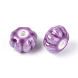 Håndlavede Græskar Porcelænsperler – Lilla (11mm, 8 stk) - Uniq Perler - 115981