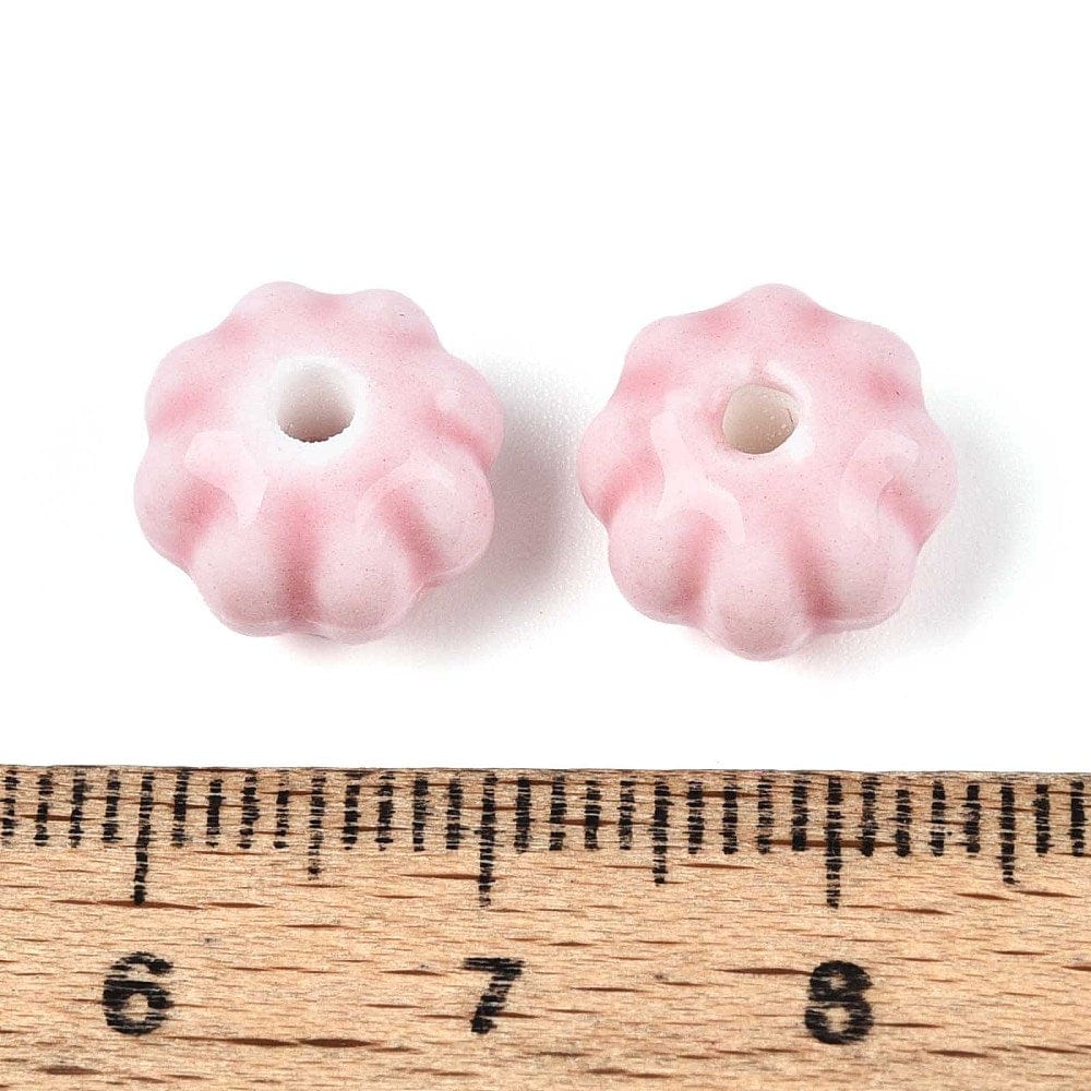 Håndlavede Græskar Porcelænsperler – Rosa (11mm, 8 stk) - Uniq Perler - 115977