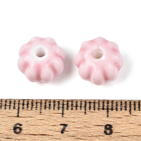 Håndlavede Græskar Porcelænsperler – Rosa (11mm, 8 stk) - Uniq Perler - 115977