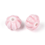 Håndlavede Græskar Porcelænsperler – Rosa (11mm, 8 stk) - Uniq Perler - 115977