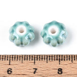 Håndlavede Græskar Porcelænsperler – Turkis/Grøn (11mm, 8 stk) - Uniq Perler - 115979