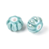 Håndlavede Græskar Porcelænsperler – Turkis/Grøn (11mm, 8 stk) - Uniq Perler - 115979