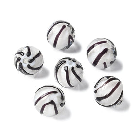 Handmade Lampwork Glass Beads, 10mm, 4 pcs. - Uniq Perler - 391435