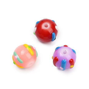 Håndlagde Lampwork Glassperler - Fargemiks (9,5x11mm) 4 stk. - Uniq Perler - 880870