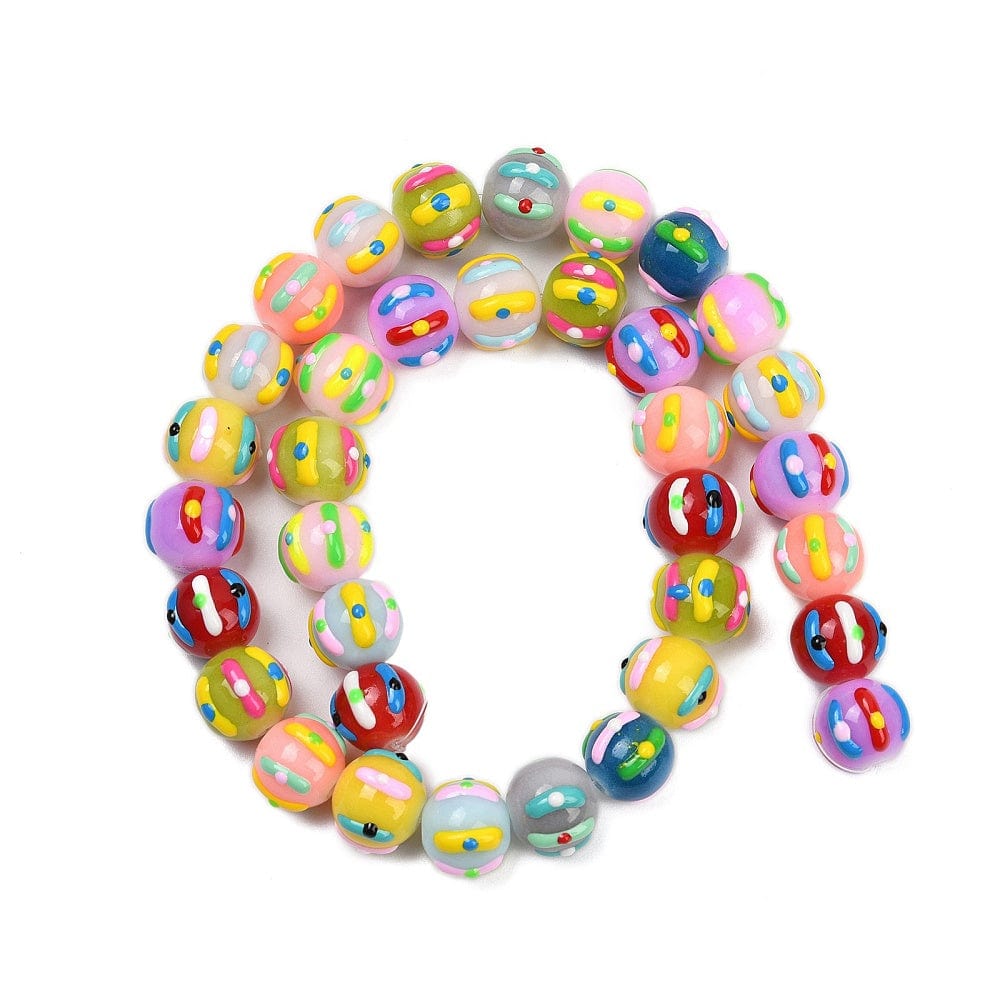 Håndlavede Lampwork Glasperler - Farve Mix (9,5x11mm) 4 stk. - Uniq Perler - 880870