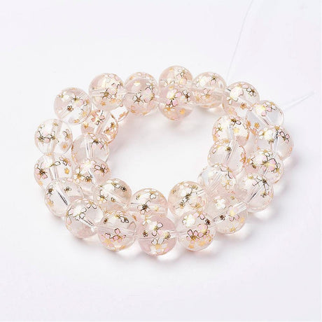 Håndlavede Lampwork Glasperler Med Blomster (11 - 12mm) 4 Stk - Uniq Perler - 114769