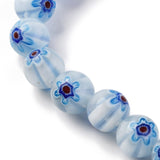 Håndlavede Lampwork Glasperler Med Blomster, Blå, (8mm) - Uniq Perler - 114954