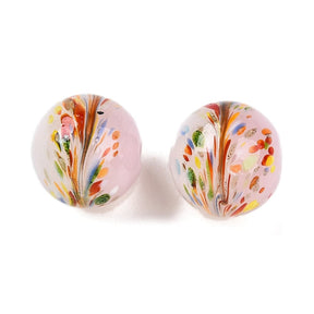Handmade Lampwork Glass Beads - With Flower Details (12mm) 8 Pieces - Uniq Perler - 115717