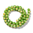 Håndlavede Lampwork Glasperler Med Blomster - Grøn/Gul (8mm) - Uniq Perler - 114953