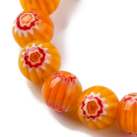 Håndlavede Lampwork Glasperler Med Blomster - Orange(8mm) - Uniq Perler - 