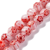 Håndlavede Lampwork Glasperler Med Blomster - Rød (8mm) - Uniq Perler - 114956