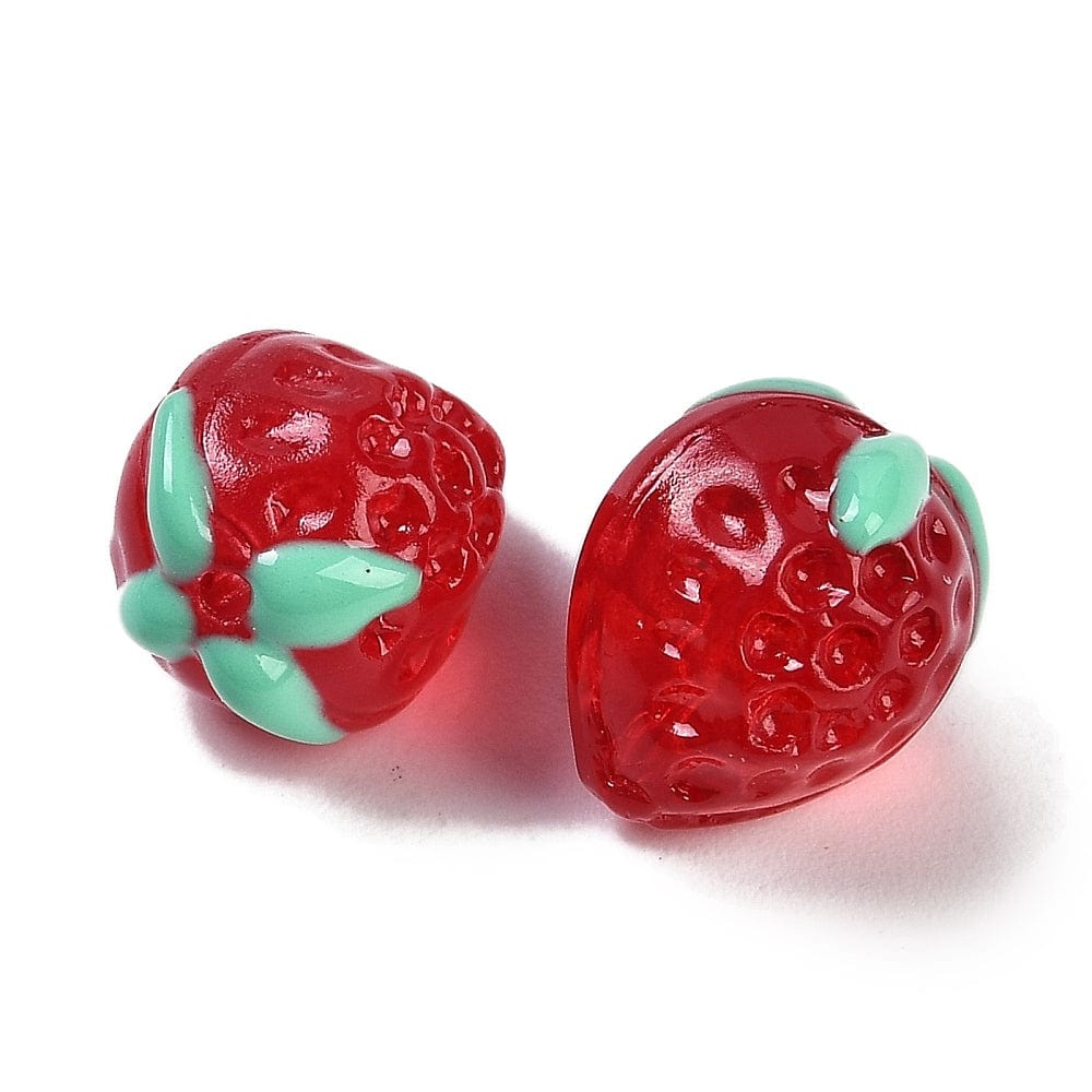 Håndlavede Lampwork Jordbær Glasperler – Rød (13x12mm) 4 Stk - Uniq Perler - 115712