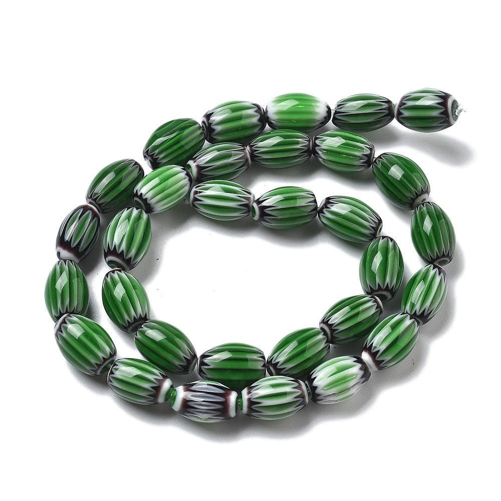 Håndlavede Lampwork Millifiori Glasperler, 12x7mm - Uniq Perler - 114154