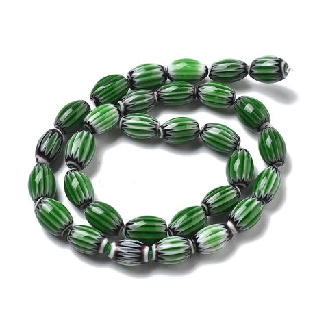 Håndlavede Lampwork Millifiori Glasperler, 12x7mm - Uniq Perler - 114154