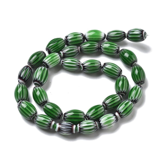 Håndlavede Lampwork Millifiori Glasperler, 12x7mm - Uniq Perler - 114154